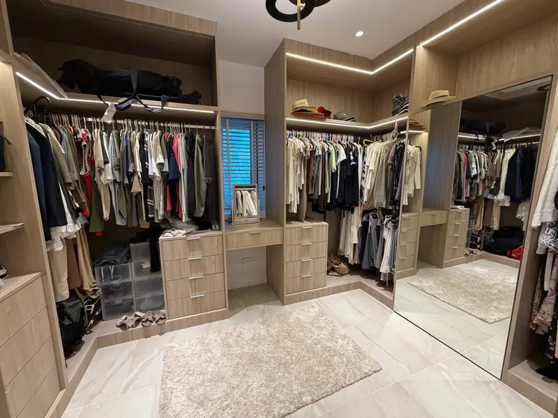 Wood joinery in a JG dressing room