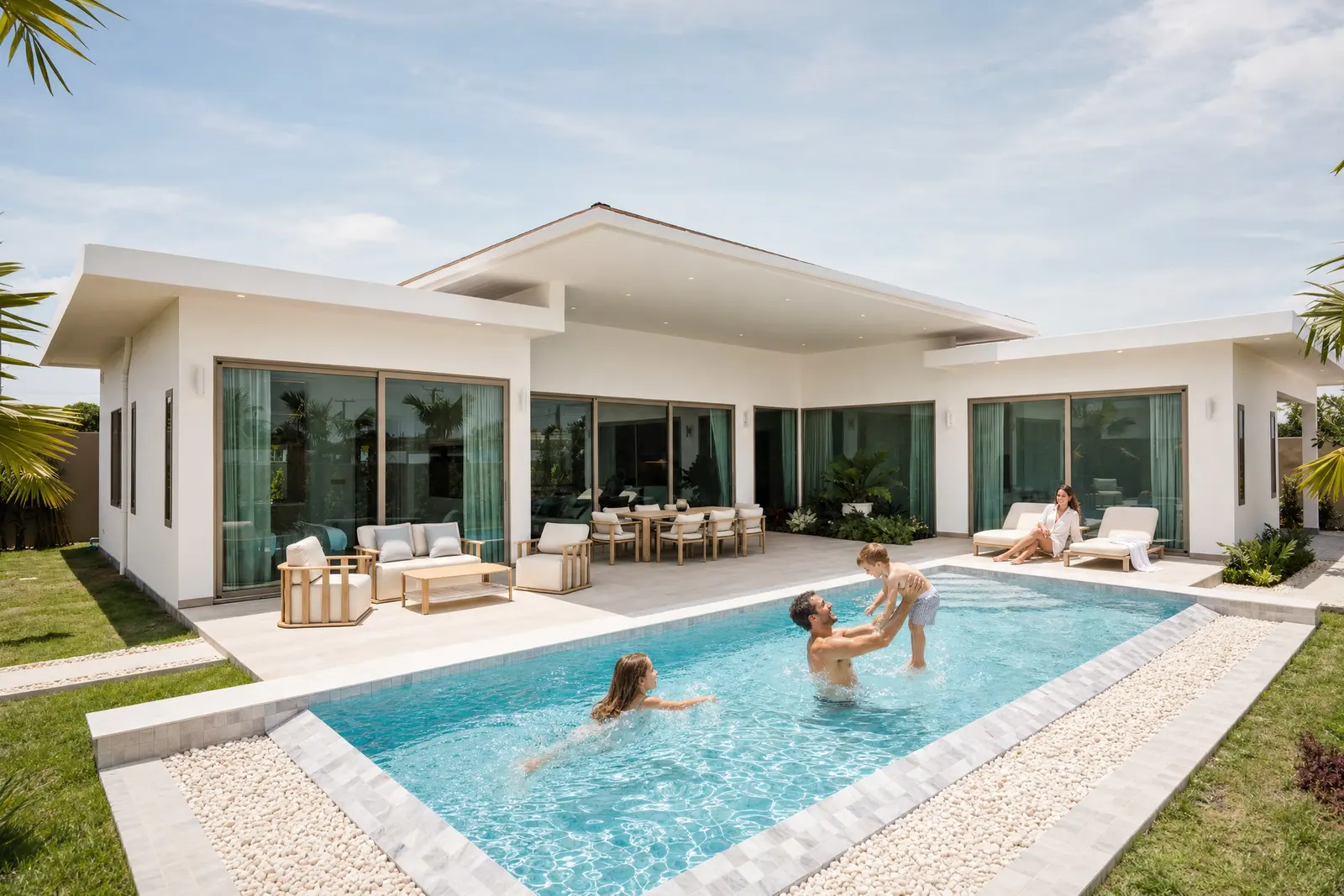 The Mountain Estate villa and pool, lived in