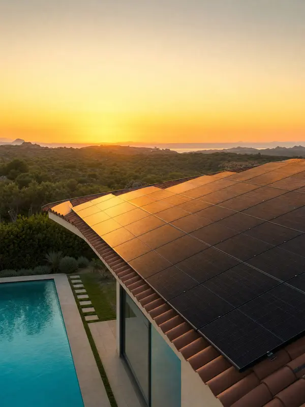 Solar panels on a villa roof